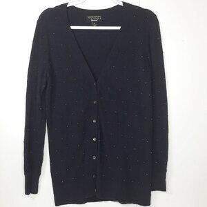 Banana Republic Gold Beaded Filpucci Merino Wool Cashmere Blend V-Neck Cardigan